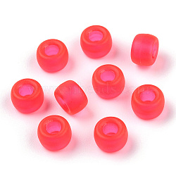 Transparent Plastic Beads, Frosted, Barrel, Cerise, 9x6mm, Hole: 3.8mm, about 1900pcs/500g(KY-T025-01-A05)