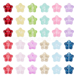 60Pcs 12 Colors Transparent Glass Beads, Star, Baking Paint, Mixed Color, 10.5x11x5mm, Hole: 1mm, 5pcs/color(DGLA-TA0001-60)