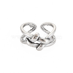 Cross Knot Open Cuff Ring, Tibetan Style Alloy Jewelry for Women, Cadmium Free & Lead Free, Antique Silver, US Size 6 3/4(17.1mm)(RJEW-S038-210)