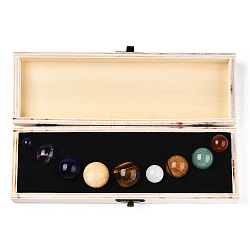 Natural & Synthetic Gemstone Home Decorations, Display Decorations, Round, 208x68x37mm, 9pcs/set(AJEW-WH0129-47)