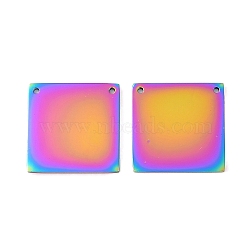 Ion Plating(IP) 304 Stainless Steel Stamping Blank Tag Pendants, Manual Polishing, Square Charm, Rainbow Color, 16x16x1mm, Hole: 1mm(STAS-I311-16B-RC)