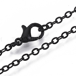 Electrophoresis Brass Cable Chains Necklace Making, with Alloy Lobster Claw Clasps, Black, 23.6 inch~24.37 inch(60cm~61.9cm)(MAK-N029-01)