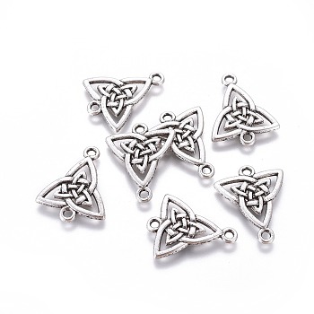 Tibetan Style Alloy Links connectors, Trinity Knot/Triquetra, Cadmium Free & Nickel Free & Lead Free, Antique Silver, 24.5x19.5x1.5mm, Hole: 2mm, about 620pcs/1000g