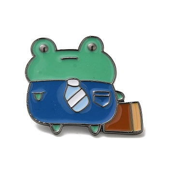 Enamel Pins, Alloy Brooches for Backpack Clothes, Frog, Gunmetal, 29x26x1.5mm