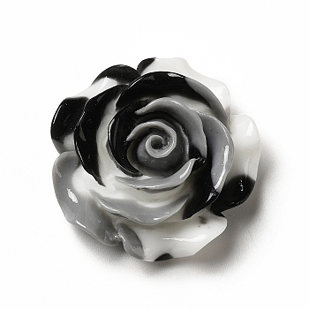 Gradient Color Opaque Resin Cabochons, Flower, Black, 28x28x12mm