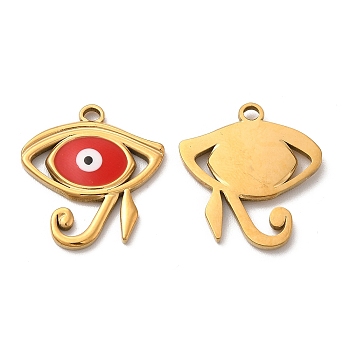 201 Stainless Steel Pendants, with Enamel, Eye of Horus, Real 18K Gold Plated, 21.5x20x2mm, Hole: 2mm