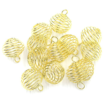 Iron Wire Pendants, Hollow, Round, Golden, 15x14mm, Hole: 4mm