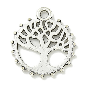 Tibetan Style Alloy Pendants, Lead Free & Cadmium Free, Tree of Life, Antique Silver, 17.5x15.5x1.5mm, Hole: 2mm