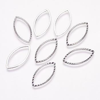 Brass Linking Rings, Marquise Links, Horse Eye, Real Platinum Plated, 21x13.5x1mm