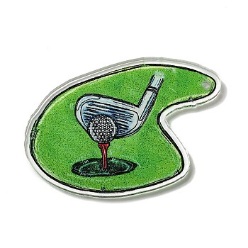 Opaque Acrylic Pendants, Golf, Sports, 51x34x2mm, Hole: 2mm