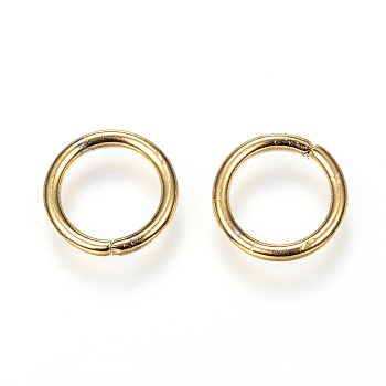304 Stainless Steel Open Jump Rings, Golden, 10x1.5mm, about 7mm inner diameter