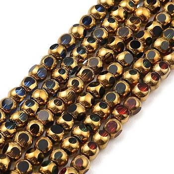 Faceted Electroplate Glass Beads Strands, Golden Plated, Round, Mixed Color, 4mm, Hole: 0.9mm, about 68~70pcs/strand, 10.04''~10.24''(25.5~26cm)