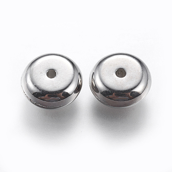 CCB Plastic Beads, Flat Round, Platinum, 8x3.5mm, Hole: 1mm