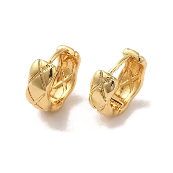 Brass Rhombus Hoop Earrings, Real 18K Gold Plated, 14x5.8mm