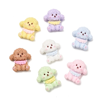 Opaque Resin Cabochons, Dog, Mixed Color, 24.5x21.5x9.5mm