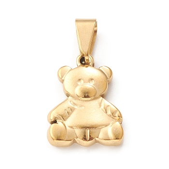 Ion Plating(IP) 304 Stainless Steel Pendants, Bear Charm, Golden, 18x14x3mm, Hole: 4x8mm
