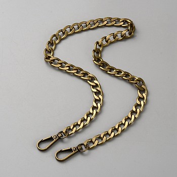 Bag Strap Chains, with Aluminum Curb Link Chains and Alloy Swivel Clasps, Antique Bronze, 53.7cm