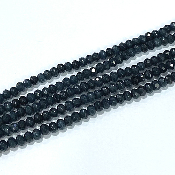 Dyed Natural Malaysia Jade Rondelle Beads Strands, Faceted, Midnight Blue, 4x2~3mm, Hole: 1mm, about 115pcs/strand, 14 inch