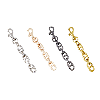 4Pcs 4 Colors Alloy Mariner Link Chain Bag Strap Extenders, with Swivel Clasp, for Purse Clutch Bag, Mixed Color, 12cm, 1pc/color