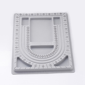 Plastic Bead Design Boards for Necklace Design, Flocking, Rectangle, Gray, 24x33x1cm