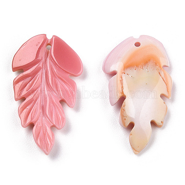 Pink Feather Pink Shell Pendants