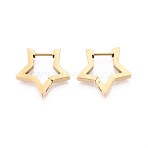304 Stainless Steel Hoop Earrings, Star, Ion Plating(IP), Real 18K Gold Plated, 20x21x3mm(STAS-T074-33G)