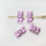 Zinc Alloy with Rhinestone Beads, Bowknot, Pearl Pink, 17x10mm(PW-WG27376-08)