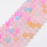 Natural Chalcedony Beads Strands, Dyed, Round, Mixed Color, 8mm, Hole: 1mm, about 48pcs/strand, 14.96 inch(38cm)(G-E341-02-8mm)