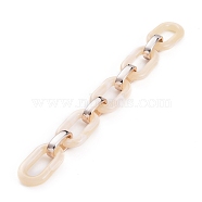 Handmade Acrylic Cable Chains, Imitation Gemstone Style, with CCB Plastic Linking Ring, Rectangle, Rose Gold, Wheat, Links: 38x23.5x6.5mm and 24.5x15x6.5mm, 39.37 inch(1m)/strand(AJEW-JB00634-01)