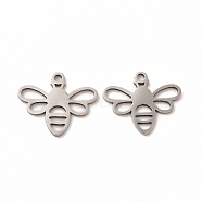 201 Stainless Steel Charms, Hollow Out Bees, Stainless Steel Color, 16x13.5x1mm, Hole: 1mm(STAS-E188-03P)