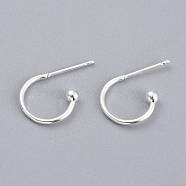 304 Stainless Steel Earring Hooks, Silver, 12.5x18.5x2.5mm, Pin: 0.8mm(STAS-K211-01S)