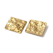 Brass Connector Charms, Double-Sided Textured Rhombus Links, Raw(Unplated), 20x20x1.5mm, Hole: 1.2mm(KK-WH0062-28C)