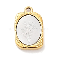 304 Stainless Steel Pendants, Rectangle with Twelve Zodiac Flower Charm, Golden & Stainless Steel Color, March Daffodil, 23x14.5x3mm, Hole: 2mm(STAS-F303-B03)