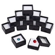 Plastic Loose Diamond Display Boxes, with Clear Glass Cover and Sponge Inside, for Gemstone, Jewelry Storage, Square, Black, 3x3x1.65cm, Inner Diameter: 2.4x2.4x0.8cm(CON-WH0087-55A)