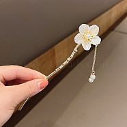 Alloy Hair Forks, Hair Accessories for Women & Girls, Flower, Platinum, 165mm(PW-WGF4780-02)