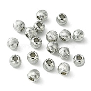 Brass Beads, Round, Real Platinum Plated, 3.8x3.2mm, Hole: 1.4mm(KK-D092-09P)