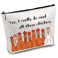 Custom Polycotton Canvas Stroage Bags, Metal Zipper Pouches, Rectangle, Rooster Pattern, 18x25cm(ABAG-WH0029-050)