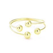 Rack Plating Brass Round Ball Beded Cuff Bangle for Women, Long-Lasting Plated, Lead Free & Cadmium Free, Real 18K Gold Plated, Inner Diameter: 2-3/8 inch(6.05cm)(BJEW-F465-01G)