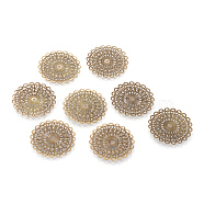 Iron Links, Etched Metal Embellishments, Flat Round, Antique Bronze, 42.5x0.5mm, Hole: 2mm(X-IFIN-T002-06AB)