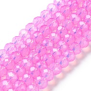 Baking Painted Transparent Glass Beads Strands, Imitation Opalite, Faceted, Round, Magenta, 6x5mm, Hole: 1.3mm, about 84pcs/strand, 16.57''(42.1cm)(DGLA-A034-J6MM-D05)