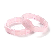 Natural Rose Quartz Beaded Stretch Bracelets for Women, Rectangle, Inner Diameter: 2-1/4 inch(5.8cm)(BJEW-C081-10)