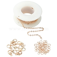 DIY Chain Bracelet Necklace Making Kit, Including Iron Cable Chains & Jump Ring, Zinc Alloy Lobster Claw Clasps, Rose Gold, Chain: 3x2x0.5mm, 3M/bag(DIY-FS0003-68)