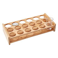 18-Hole Wood Shot Glasses Holders, Beer Wine Glasses Organizer Rack for Family Party Bar Pub, Rectangle, Light Khaki, 310x144x59mm, Inner Diameter: 39mm(ODIS-WH0038-78)