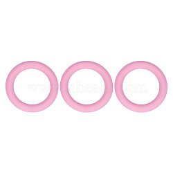 3Pcs Ring Silicone Focal Beads, Chewing Beads  For Teethers, DIY Nursing Necklaces Making, Pink, 65x9.5mm, Hole: 3mm, Inner Diameter: 44mm(JX895G-01)