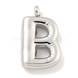 Non-Tarnish 304 Stainless Steel Pendants, Letter Charm, Stainless Steel Color, Letter B, 27x11x5.5mm, Hole: 3mm(STAS-C102-16P-B)