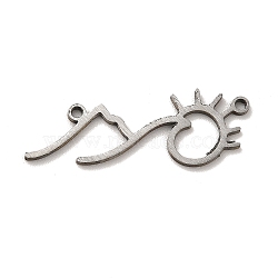 201 Stainless Steel Pendants, Mountain & Sun Charms, Stainless Steel Color, 9x25x1mm, Hole: 1mm(STAS-E175-11P)