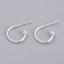 304 Stainless Steel Earring Hooks, Silver, 12.5x18.5x2.5mm, Pin: 0.8mm(STAS-K211-01S)