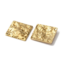 Brass Connector Charms, Double-Sided Textured Rhombus Links, Raw(Unplated), 20x20x1.5mm, Hole: 1.2mm(KK-WH0062-28C)