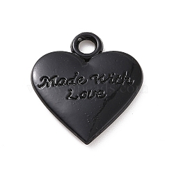 Alloy Pendants, Electrophoresis Black, Heart Pattern, 19.5x17x2.5mm, Hole: 2.5mm(FIND-G039-02E-EB)