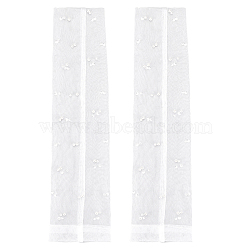 Polyester Lace Arm Sleeves, Fingerless Bridal Gloves, with Imitation Pearl, White, 480x115x7mm, Inner Diameter: 66mm(AJEW-WH0285-37)